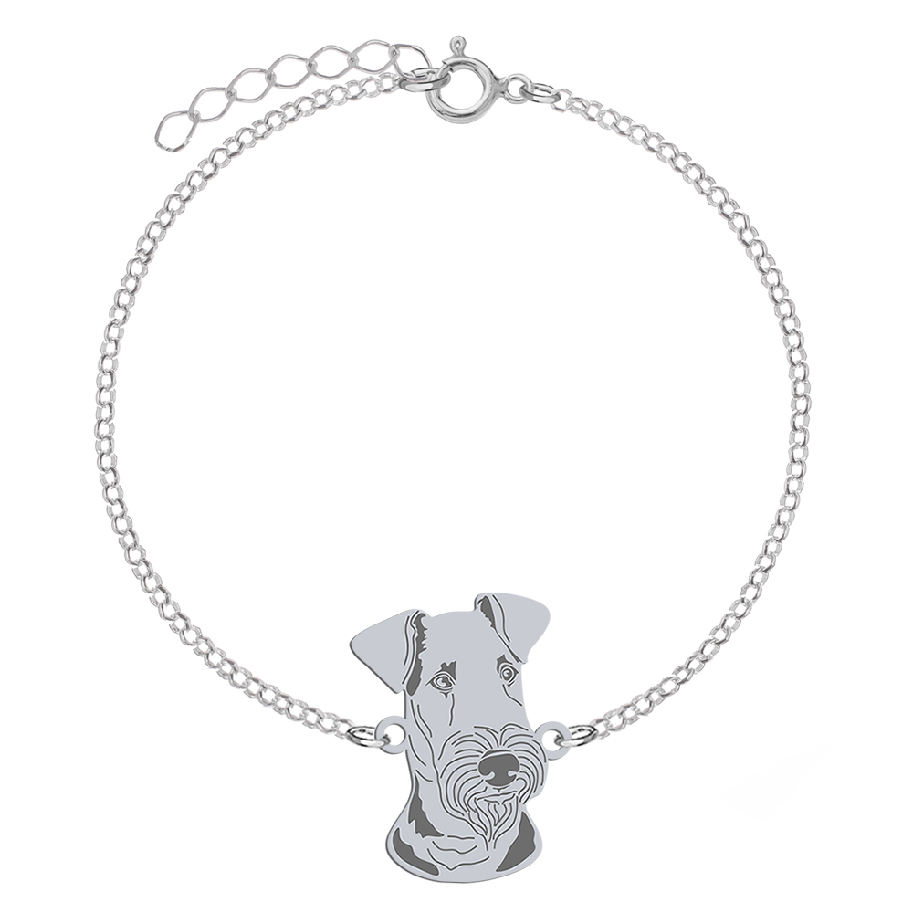 Silver Airedale Terrier engraved bracelet - MEJK Jewellery