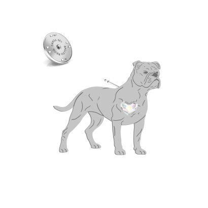 Wpinka z psem sercem Continental Bulldog srebro - MEJK Jewellery