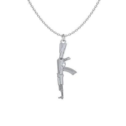 Naszyjnik AK 47 Kałasznikow srebro pozłacane 