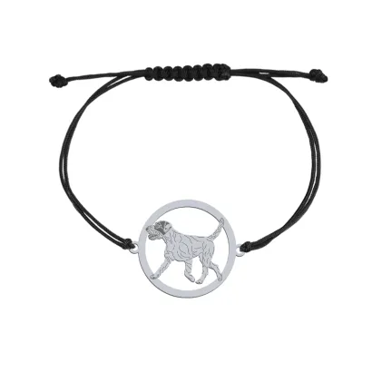 Bransoletka z psem grawerem Parson Russell Terrier sznurek - MEJK Jewellery
