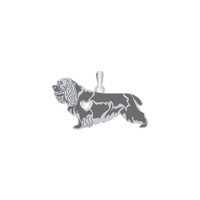 Zawieszka z sercem psem Sussex Spaniel srebro GRAWER GRATIS - MEJK Jewellery