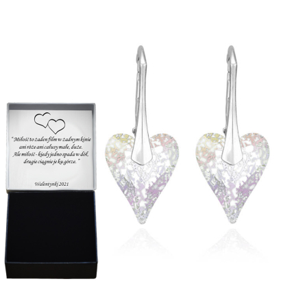  earrings heart,  crystals, everyday jewelry