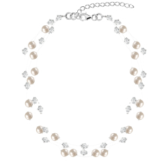 Naszyjnik Biżuteria Ślubna z perłami kryształami srebro