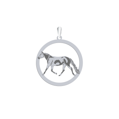 Silver American Paint Horse pendant, FREE ENGRAVING - MEJK Jewellery