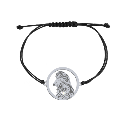Silver Afghan Hound string bracelet, FREE ENGRAVING - MEJK Jewellery