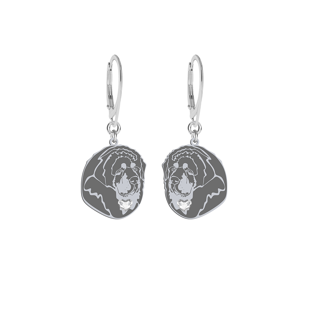 Silver Tibetan Mastiff earrings, FREE ENGRAVING - MEJK Jewellery