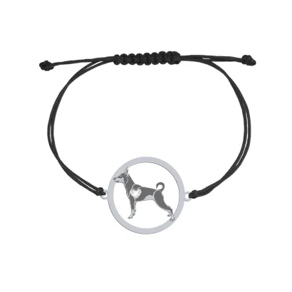 Bransoletka z psem Miniature Pinscher Dog Breed srebro sznurek GRAWER GRATIS - MEJK Jewellery