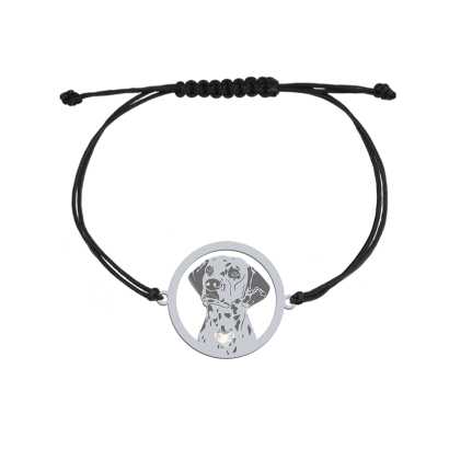 Bransoletka z psem sercem Dalmatian Dog srebro sznurek GRAWER GRATIS - MEJK Jewellery
