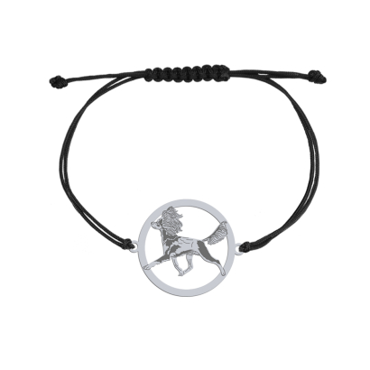 Bransoletka z psem Rosyjski Toy srebro sznurek GRAWER GRATIS - MEJK Jewellery