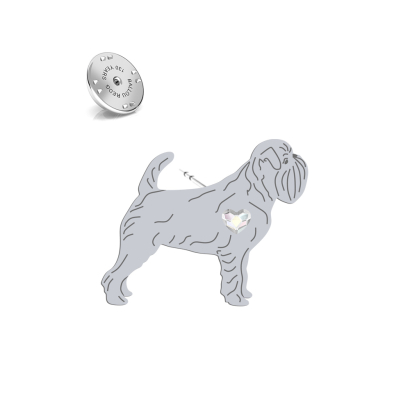 Silver Belgian Griffon pin with a heart - MEJK Jewellery