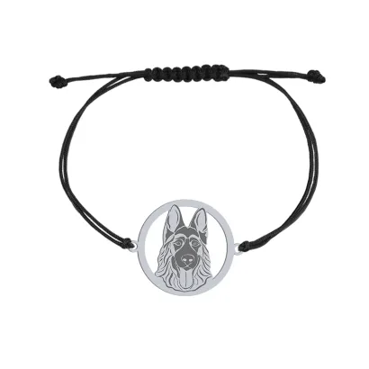 Bransoletka z psem German Shepherd srebro sznurek GRAWER GRATIS - MEJK Jewellery