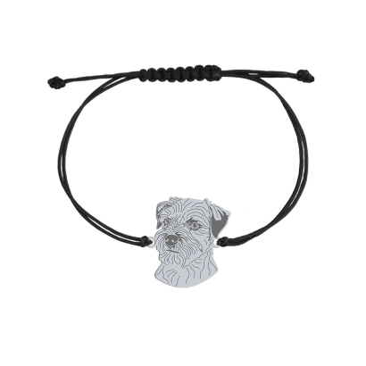 Silver Border Terrier string bracelet, FREE ENGRAVING - MEJK Jewellery