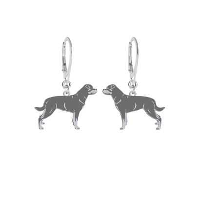Silver Rottweiler earrings, FREE ENGRAVING - MEJK Jewellery