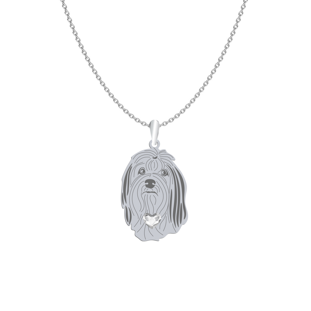 Naszyjnik z sercem psem Lowchen srebro GRAWER GRATIS - MEJK Jewellery