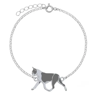Bransoletka z psem Boston Terrier srebro GRAWER GRATIS- MEJK Jewellery
