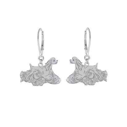 Silver American Cocker Spaniel earrings, FREE ENGRAVING - MEJK Jewellery
