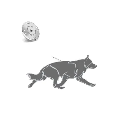 Wpinka z psem Owczarkiem Niemieckim Czarnym srebro - MEJK Jewellery