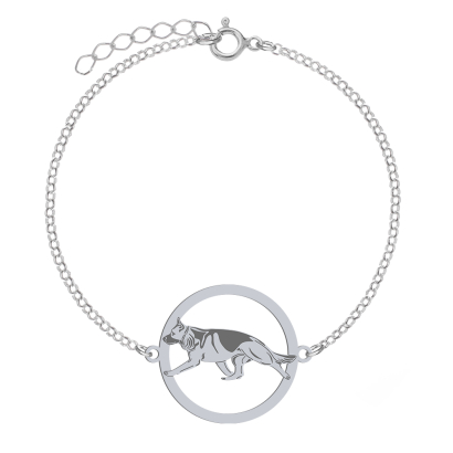 Silver German Shepherd bracelet, FREE ENGRAVING - MEJK Jewellery