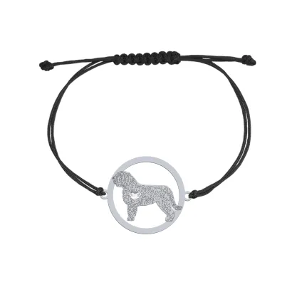 Bransoletka z sercem psem Hiszpański Pies Dowodny srebro sznurek GRAWER GRATIS - MEJK Jewellery
