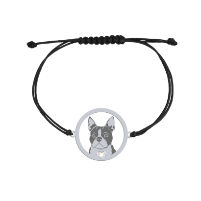Bransoletka z psem Boston Terrier srebro GRAWER GRATIS- MEJK Jewellery