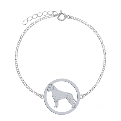 Silver American Staffordshire Terrier-Amstaff engraved bracelet - MEJK Jewellery