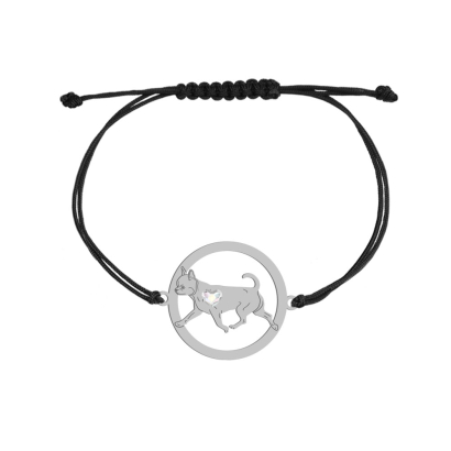 Silver Short-haired Chihuahua string bracelet, FREE ENGRAVING - MEJK Jewellery