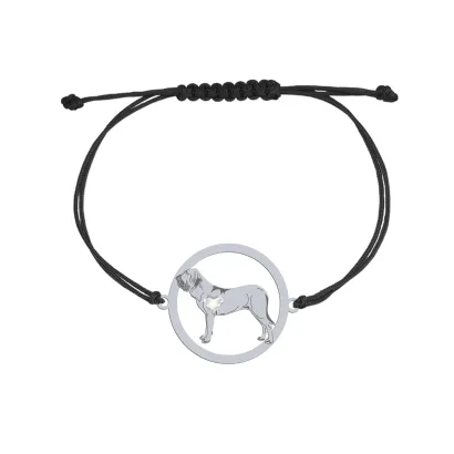 Bransoletka z psem Mastif Brazylijski srebro sznurek GRAWER GRATIS - MEJK Jewellery