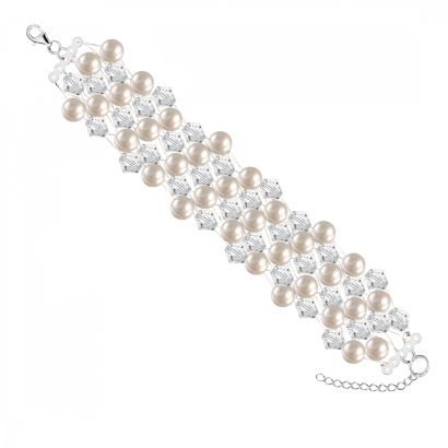 Bransoletka Biżuteria Ślubna z perłami kryształami srebro
