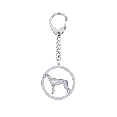 Silver Greyhound keyring with a heart, FREE ENGRAVING - MEJK Jewellery