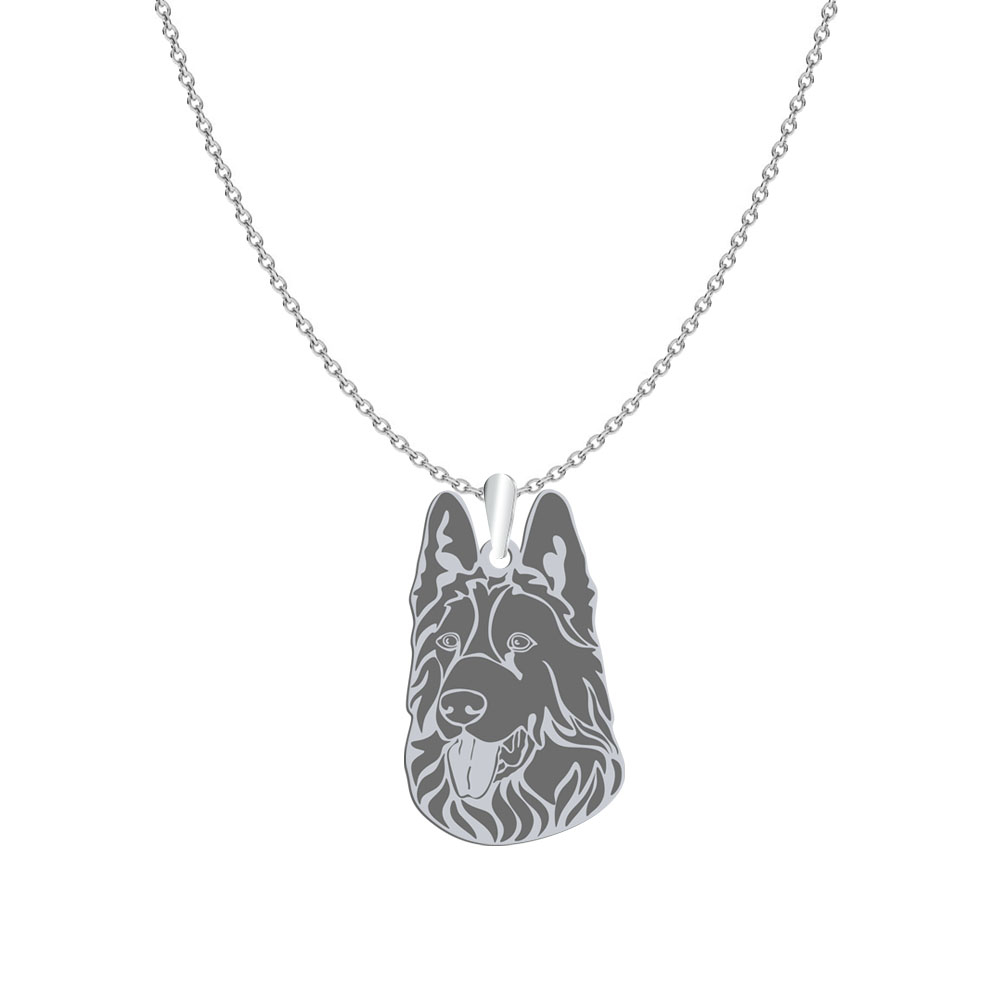 Silver Black German Shepherd necklace, FREE ENGRAVING - MEJK Jewellery