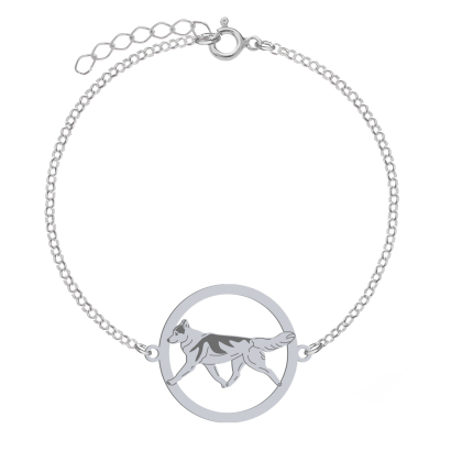 Bransoletka z psem Siberian Husky srebro GRAWER GRATIS - MEJK Jewellery