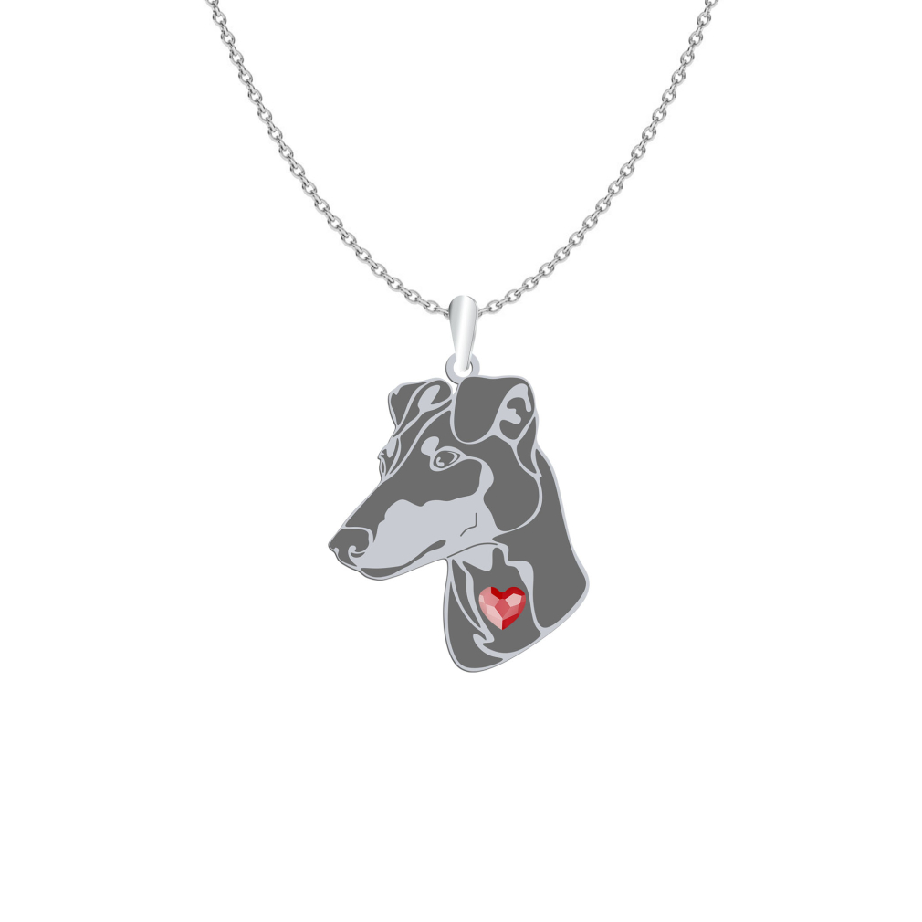 Naszyjnik z psem Manchester Terrier srebro GRAWER GRATIS - MEJK Jewellery