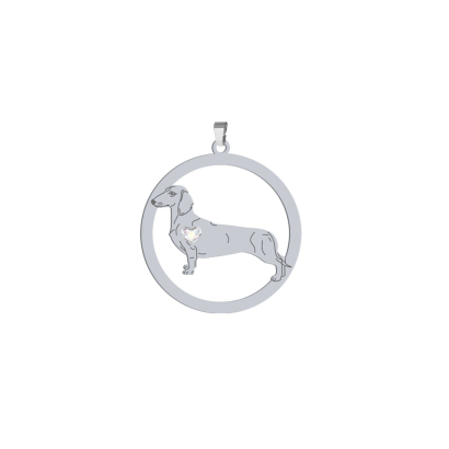 Silver Short-haired dachshund pendant, FREE ENGRAVING - MEJK Jewellery