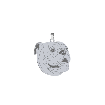 Silver English Bulldog pendant, FREE ENGRAVING - MEJK Jewellery