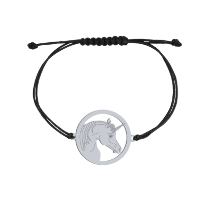 Bransoletka Jednorożec srebro pozłacane sznurek GRAWER GRATIS - MEJK Jewellery