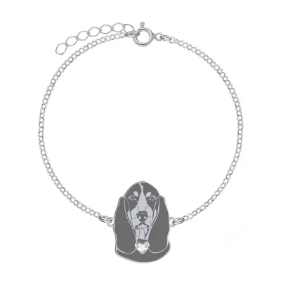 Bransoletka z psem Bassetem Gaskońskim srebro GRAWER GRATIS - MEJK Jewellery