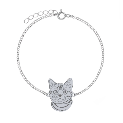 Kot Amerykański Krótkowłosy Bransoletka ze srebra GRAWER GRATIS - MEJK Jewellery