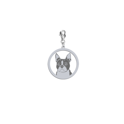Silver Boston Terrier charms,  FREE ENGRAVING - MEJK Jewellery