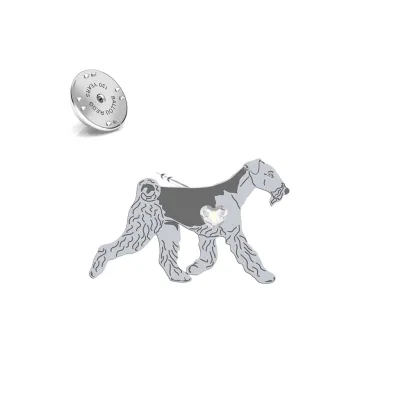 Wpinka z psem Airedale Terrier srebro - MEJK Jewellery