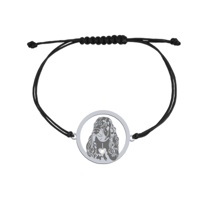 Bransoletka z psem Gordon Setter srebro sznurek GRAWER GRATIS - MEJK Jewellery