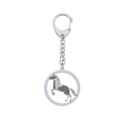 Silver American Paint Horse keyring with, FREE ENGRAVING - MEJK Jewellery