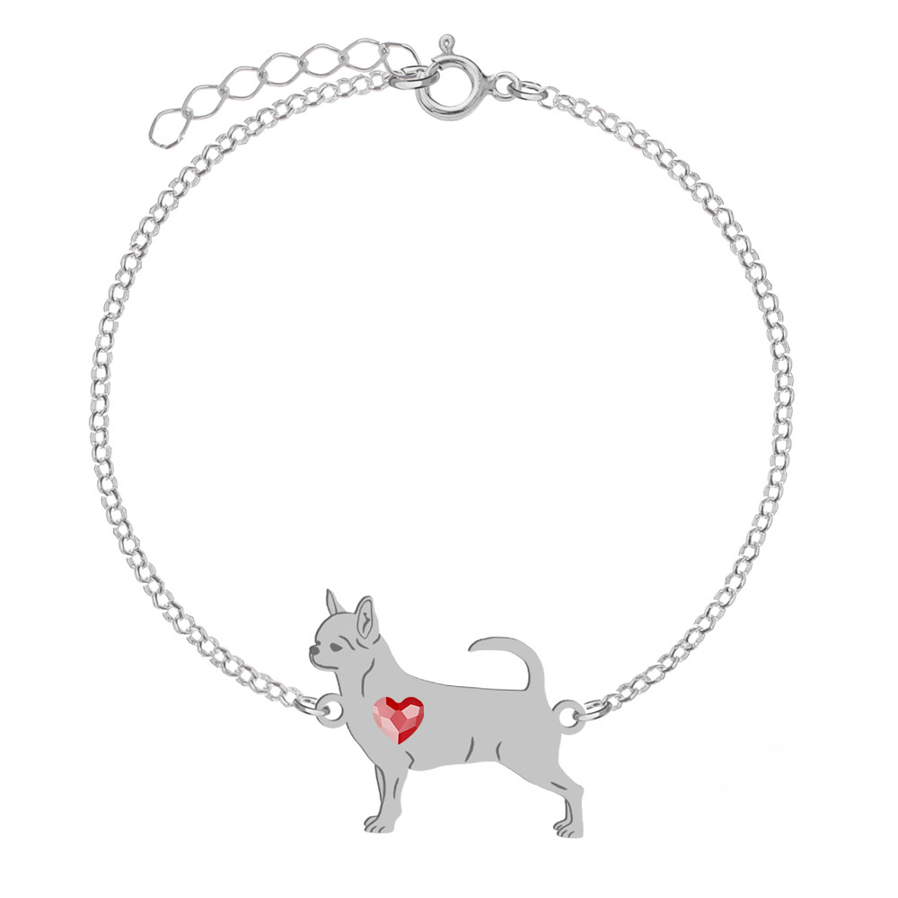 Bransoletka z psem sercem Chihuahua Krótkowłosa srebro GRAWER GRATIS - MEJK Jewellery