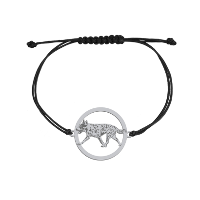 Bransoletka z Australian Cattle Dog srebro sznurek GRAWER GRATIS - MEJK Jewellery