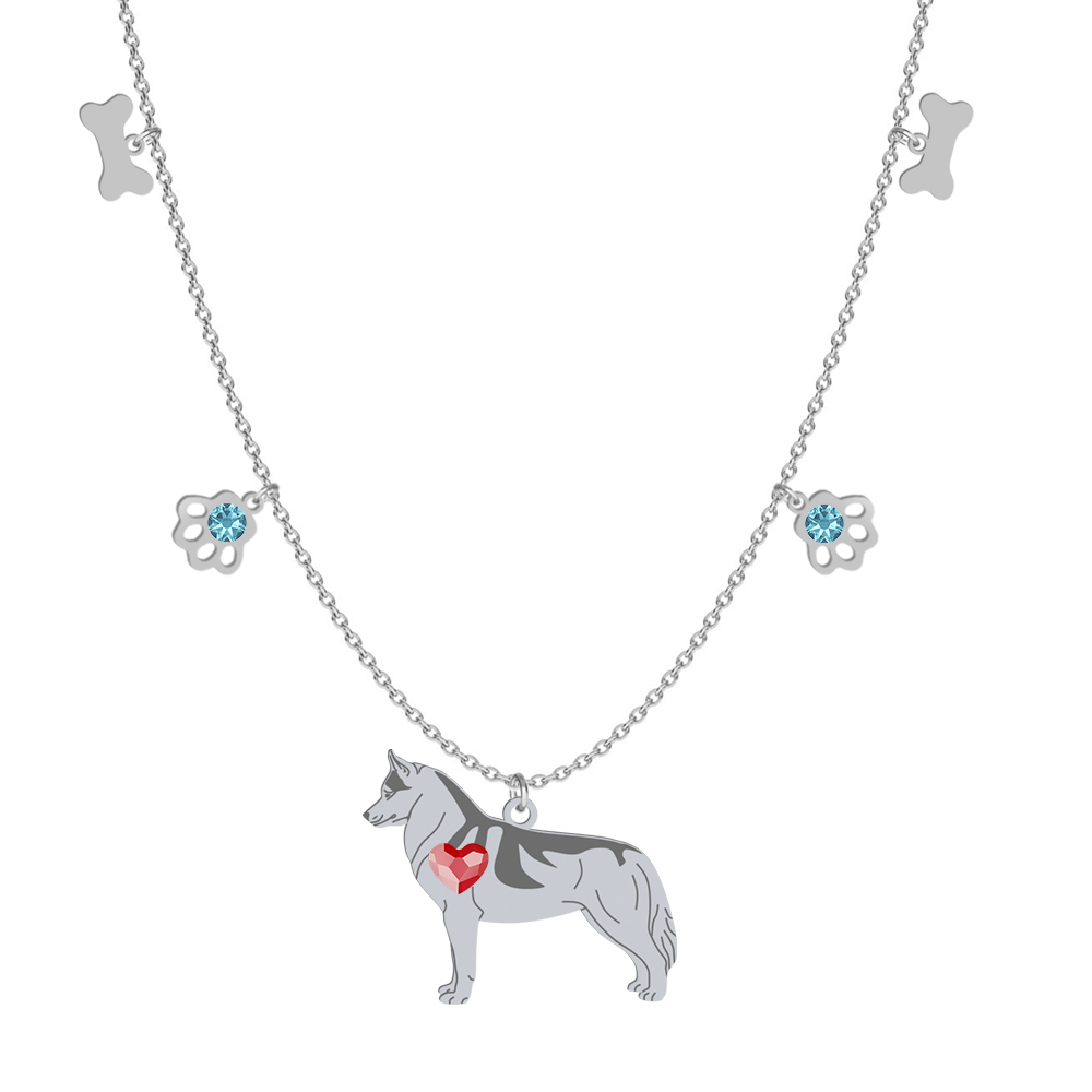 Naszyjnik z psem Husky Syberyjski srebro GRAWER GRATIS - MEJK Jewellery