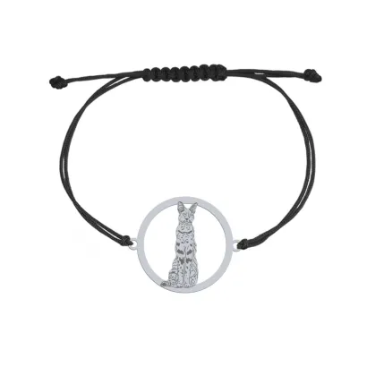 Srebrna bransoletka Serwal Afrykański sznurek GRAWER GRATIS - MEJK Jewellery