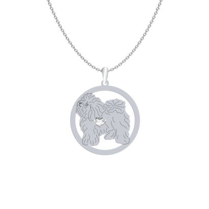 Bichon Bolognese Dog engraved necklace with a heart - MEJK Jewellery