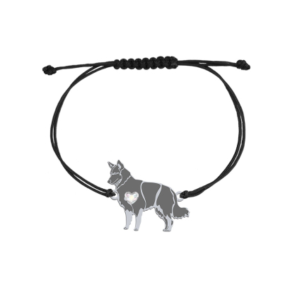 Bransoletka z psem sercem Chodský pes srebro sznurek GRAWER GRATIS - MEJK Jewellery
