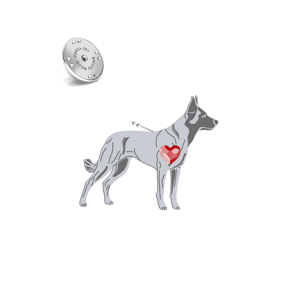 Silver Malinois pin with a heart - MEJK Jewellery