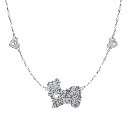 Naszyjnik z psem grawerem sercem Bolonka Rosyjska srebro - MEJK Jewellery