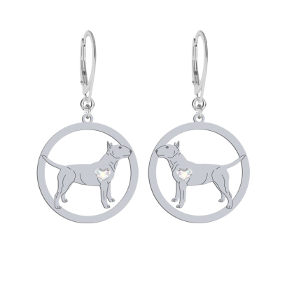 Silver Miniature Bull Terrier engraved earrings - MEJK Jewellery